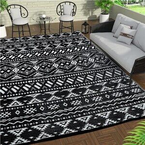Reversible Mats - Outdoor Rugs 5'x8' for Patios Clearance, Plastic Straw Rugs